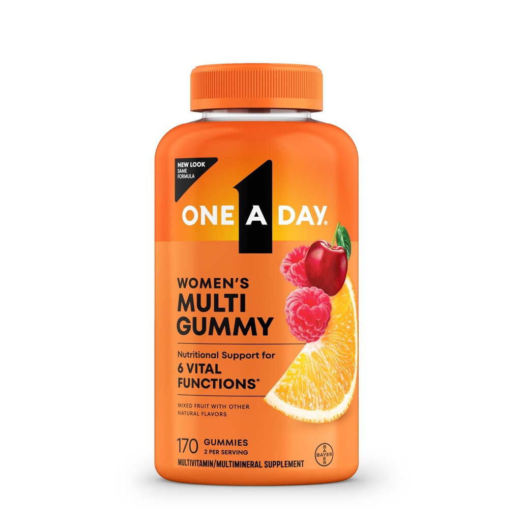 En dag kvinders Multivitamin Gummies, Multivitamin til kvinder med vitamin A, C, D, E og zink til immunforsvar *, Calcium & mere, 170 tæller