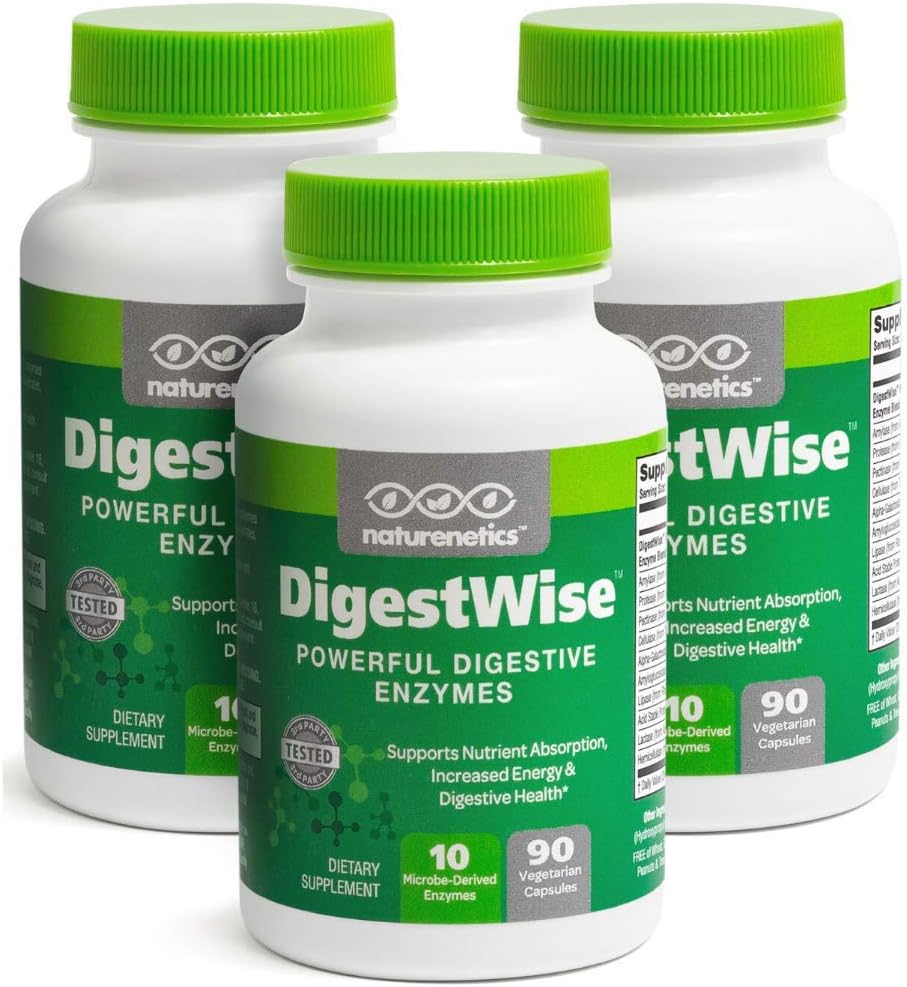 DigistWise fordøjelsesenzymer - 10 kraftfulde Veganske enzymer til at understøtte fordøjelse, gas, bloating & constipation Relief - Keto Friendly - Lab Testet - 90 kapsler (3)