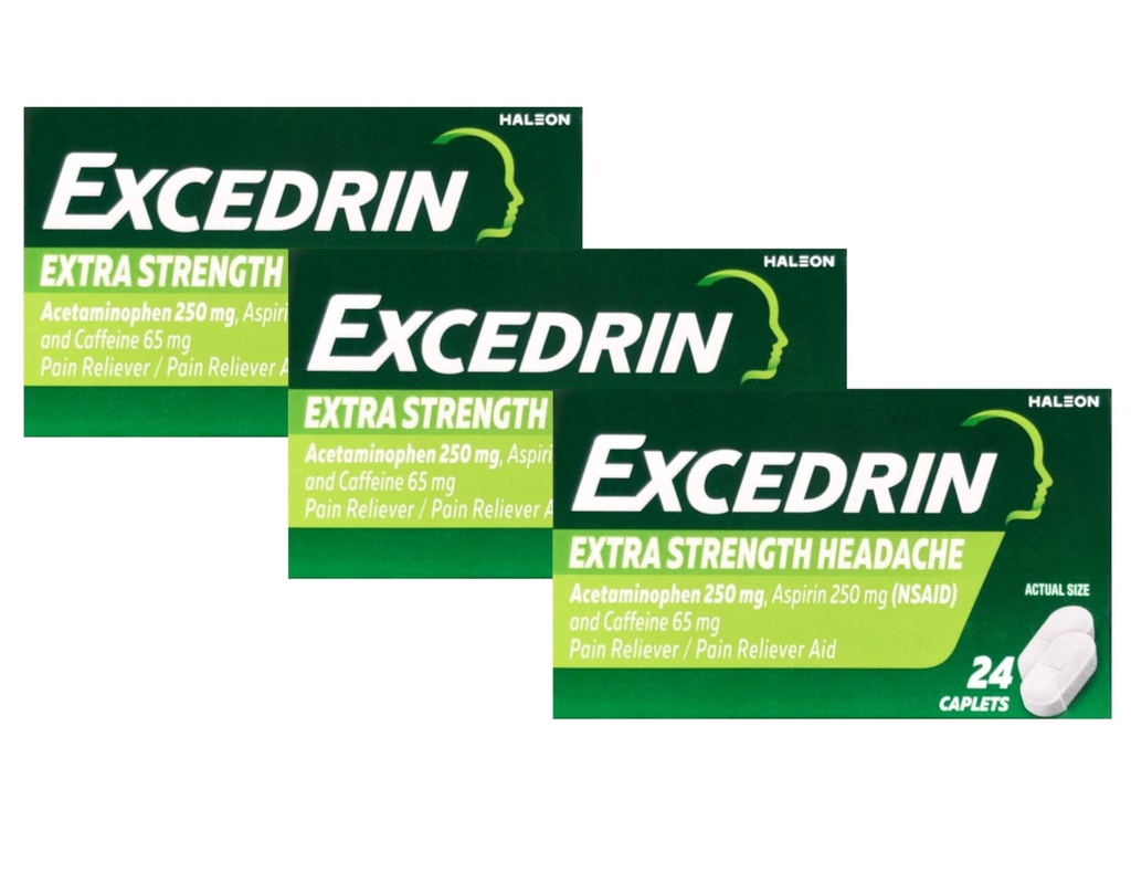 Extradrin Extra Strength - 24 kapsler, pakning med 3