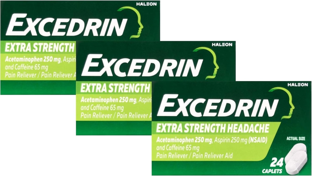 Extradrin Extra Strength - 24 kapsler, pakning med 3