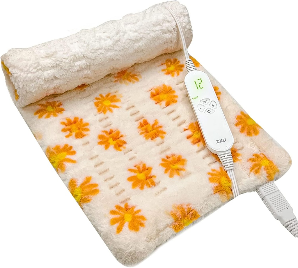 ZXU Opvarmning Pad for Rygsmerter Relief og kramper Relief- Ultra Soft Sherpa Opvarmning Pad, XL King Størrelse 12 "x 24", 12 Varmeniveauer & 1-24H Auto Off Stay on Function Hot Opvarmet Pad, Machine Afvaskelig