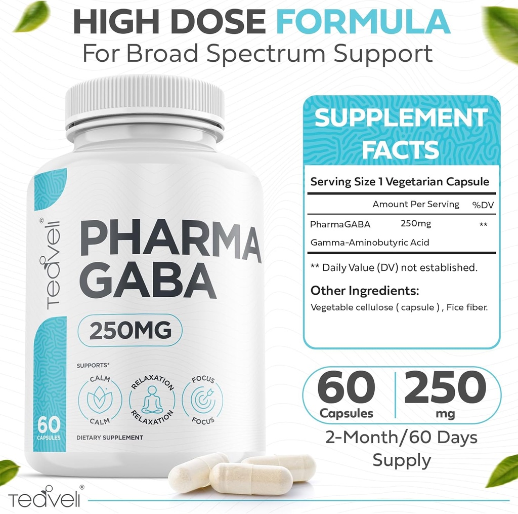 Teaveli Focus and Sleep Bundle med PharmaGABA (250 mg) og Apigenin (50 mg).