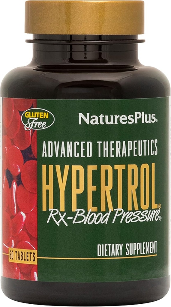 Natures Plus Advanced Therapeutics Hypertrol Rx Blodtryk - 60 Vegetariske tabletter - Magnesium & Chrom tillæg med botaniske urter - Gluten- Free - 30 Servere