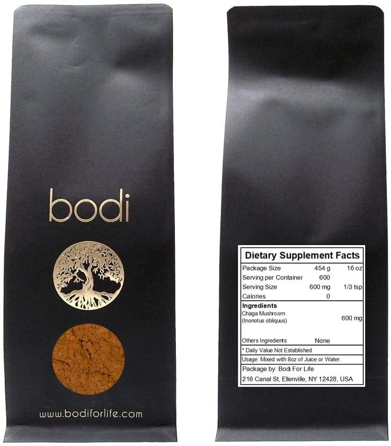 bodi: Chaga Mushroom Fine Powder Shufted 124; 2oz to 5lb Shufted 124; 100% Pure Natural Hand Crafted (4 Ounce)