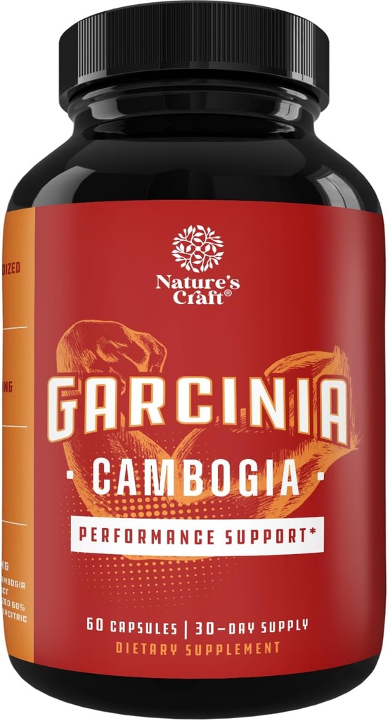 Stærk Garcinia Cambogia Uddrag kapsler med 60% HCA - Non- Stimulant Garcinia Cambogia Vægttab tillæg med Hydroxycitronsyre & Chrom til Balance, Energi & Metabolisme Support - 60 Tæl