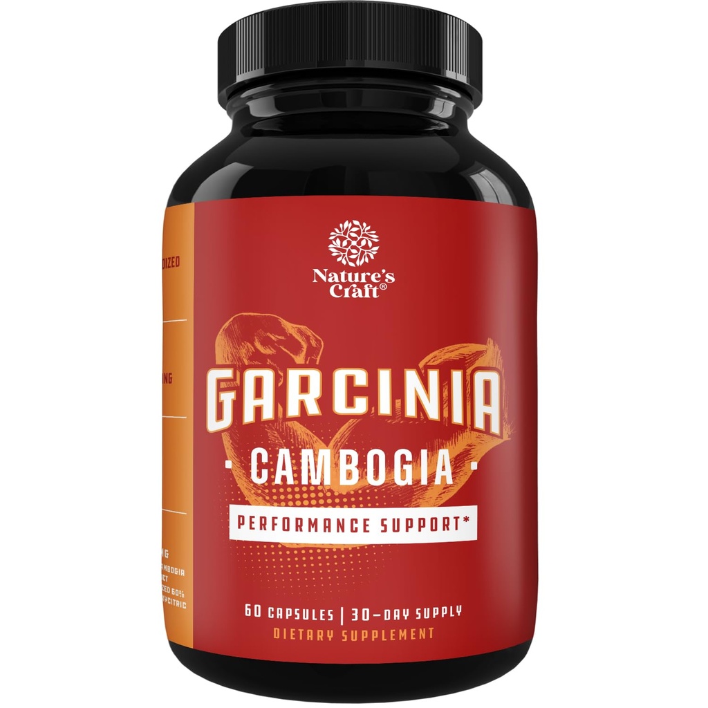 Stærk Garcinia Cambogia Uddrag kapsler med 60% HCA - Non- Stimulant Garcinia Cambogia Vægttab tillæg med Hydroxycitronsyre & Chrom til Balance, Energi & Metabolisme Support - 60 Tæl