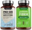 Vitamin Bounty Pro- 100 Probiotika & Prebiotic Fiber Bundle: Ultimate Gut Health Support med 13 Strops, 100 milliarder CFU 'er, Zink & C-vitamin, forsinket frigivelse kapsler - 90 kapsler