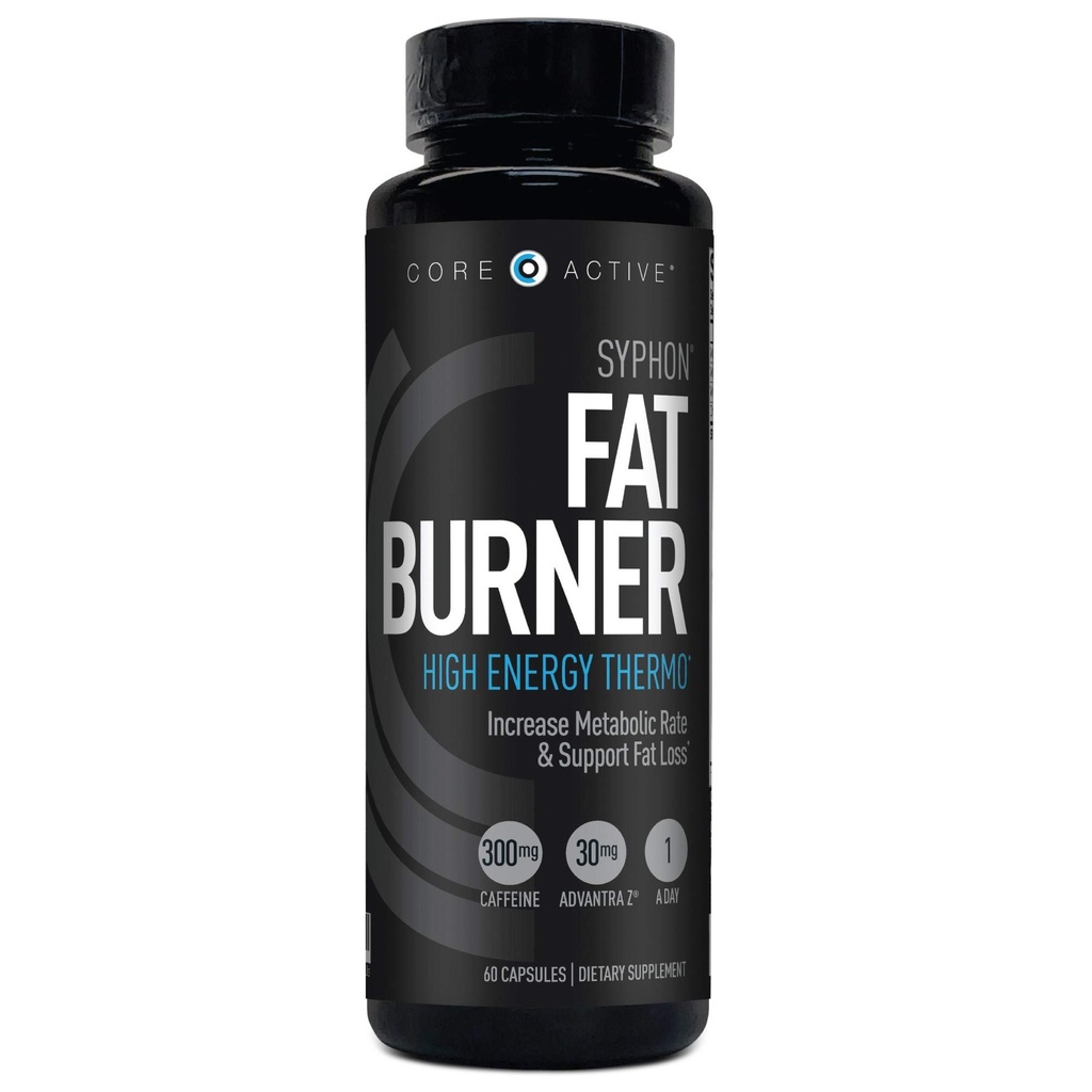 Core Active Syphon Thermogen Fat Burner for Mænd, Keto piller, Advantra Z for Energy, Fokus, Appetite Control, Øge Metabolisme Muskeltoning Kosttilskud, Vægttab piller for kvinder - 60 kapsler