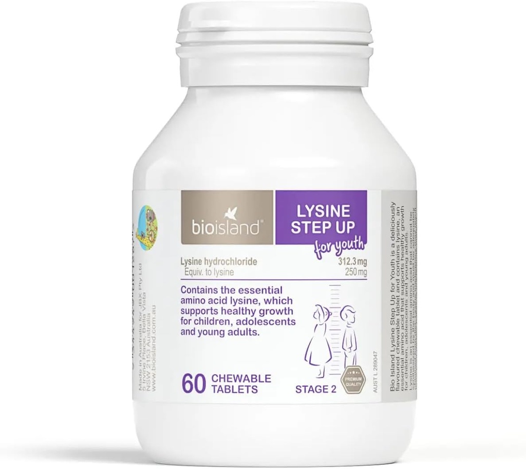 Bio Island Lysin Step Up for Youth 60 tyggetabletter