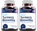 Gurkemeje Supplement med 65% Boswellia Serrata Extract med sort peber som Bioperine - Inulin -Gurkemeje 95% Extract for Sund Inflammation Response and Gut Health - 60 Kapsler - 2 Pack