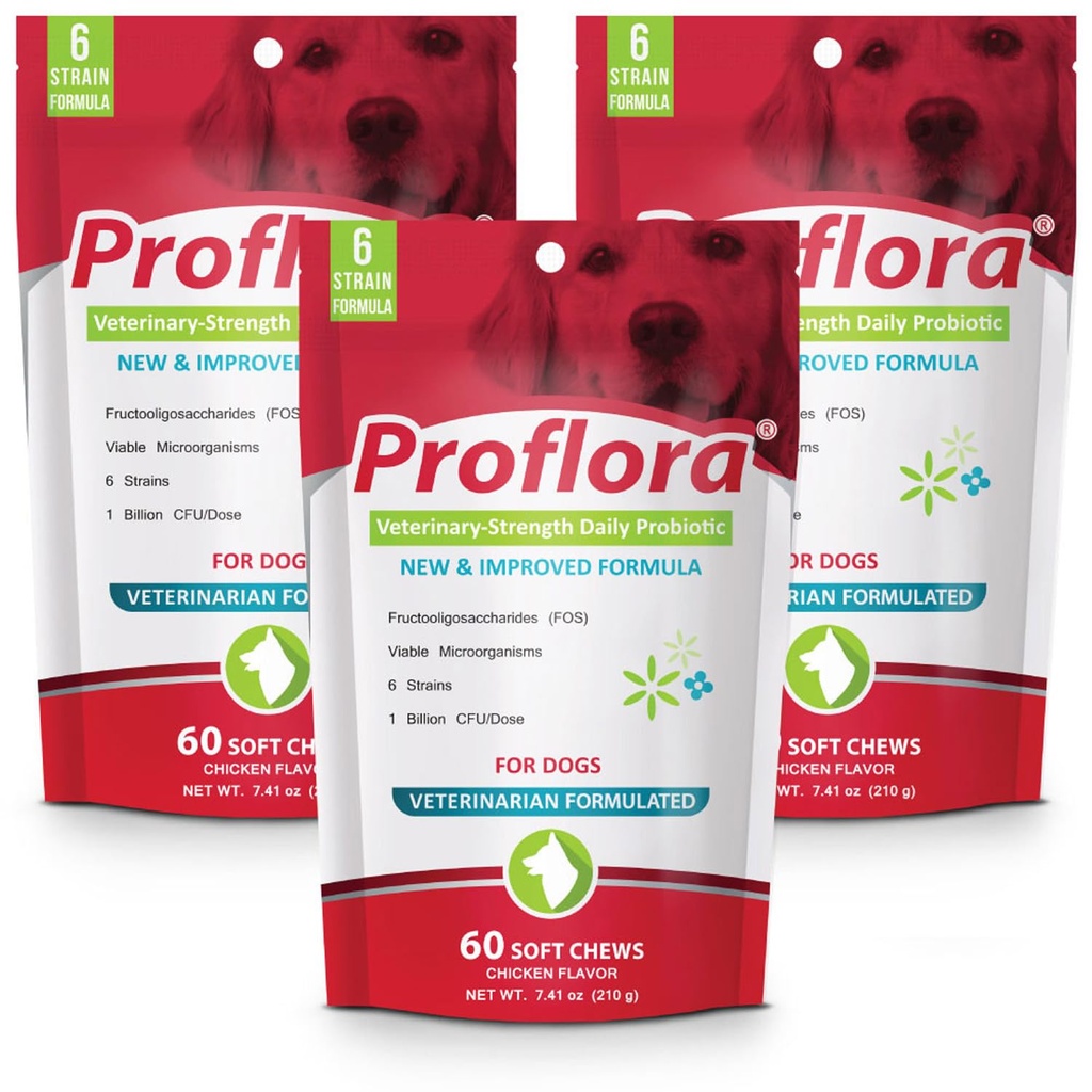 Proflora Probiotic Soft Chews for Dogs - Veterinary- Strength Daily Probiotic - fordøjelsessundhed - Boost immunsystem - Hud og Coat Sundhed - 180 Soft Chews
