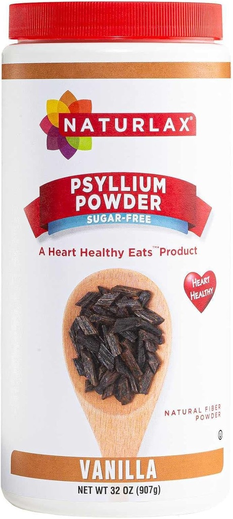 Sugar- Free Psyllium Husk Fiber Powder, Vanilla Flavored 32 oz