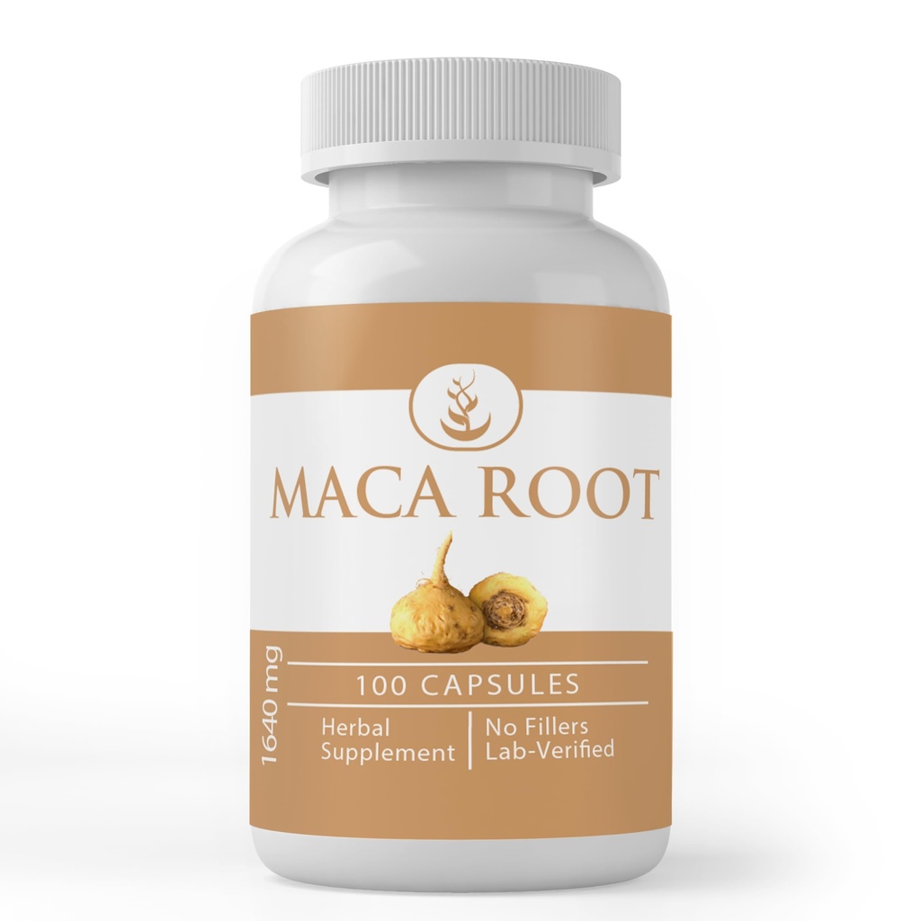 PURE ORIGINALSKE INGREDIENSER Maca Root, (100 kapsler) Altid ren, ingen tilsætningsstoffer eller fyldstoffer, Lab Verified