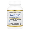 California Gold Nutrition DHA 700 Fish Oil Pharmaceutical Grade Fish Oil med DHA - Support for Brain & Cardiovaskulær Health - Gluten Free, Non- GMO - 1000 mg - 30 Fish Gelatine Softgels