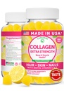 Lunakai USA Made Collagen Peptider Gummies - 200mg Non- GMO Anti- Aging Formel med biotin, zink, Vitamin C & E til hår, hud og negle, 60ct