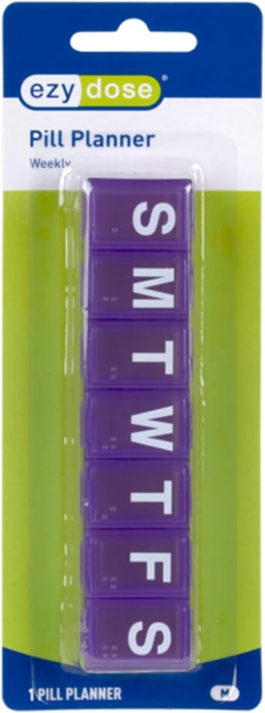 EZY DOSE Weekly (7-Day) Pill Organizer, Daily Vitamin Planner, Medicine Container, Case for Supplements and Fish Oils, Medium Compartments, Farver kan variere, Lavet i USA