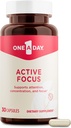 One A Day Brain Supplement - Hjernetillæg til Memory og Focus Support, Koncentration og Focus Support, Focus Supplement for voksne med L-theanin, Koffein og Ginseng, 30 Kapsler