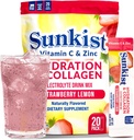 The Frozen Bean Sunkist Collagen Drink Mix - Hydration Strawberry Lemon Electrolyte Drink til kvinder med C-vitamin, zink, Collagen Peptider, naturligt tilsat smag - 20 Pack