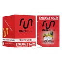 RUN GUM Frugt Punch Energy Chewing Gum 50mg Koffein Taurine & B- Vitaminer Per stykke, 24 stykker (pakke med 12) Sukker fri, Zero Calorie, Ingen aspartam, og Gluten fri, 1 ea