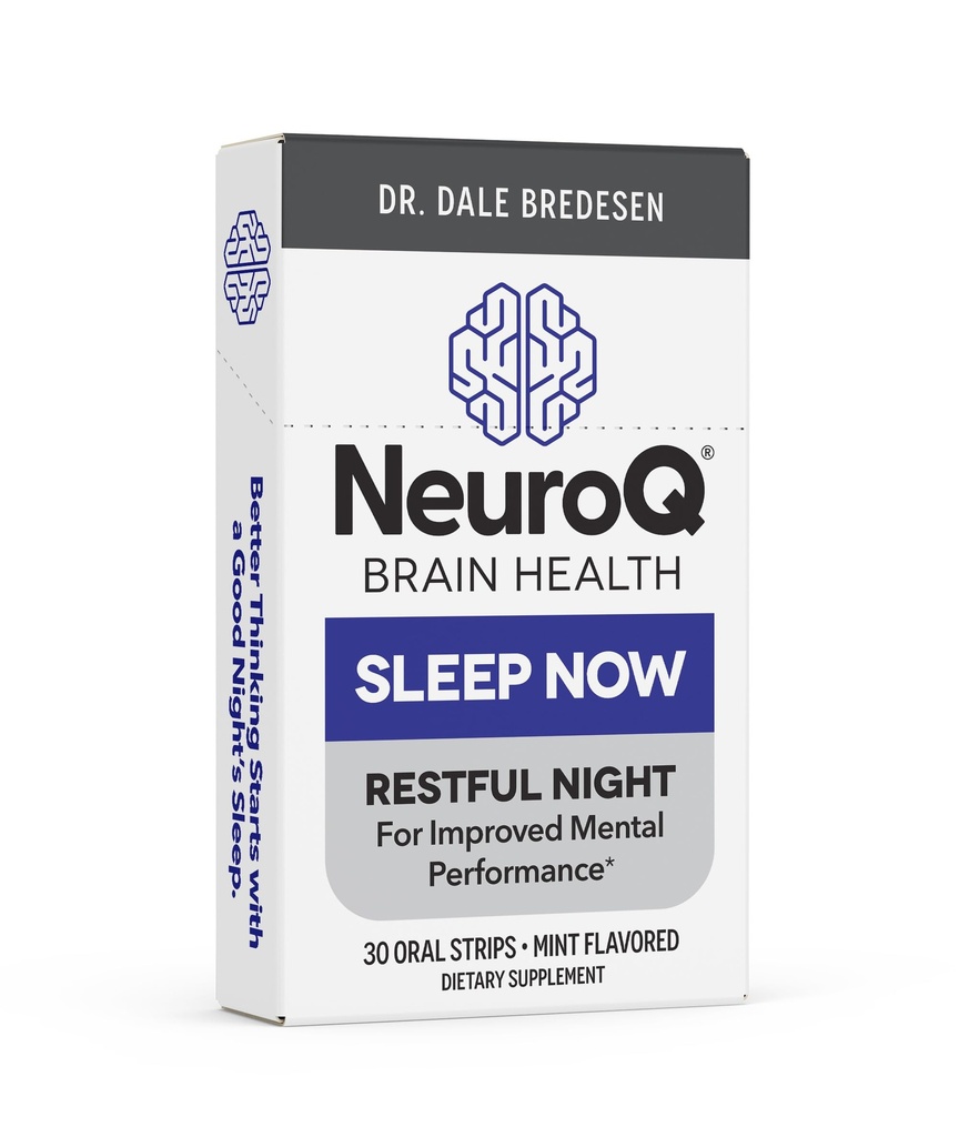 LifeSeasons NeuroQ Sleep Now - Natural Sleep Support - Opretholde sunde sovekredse og hjernefunktion - Melatonin & L- Theanine - Ikke-Habit Danning - 30 Mint Oral Strips