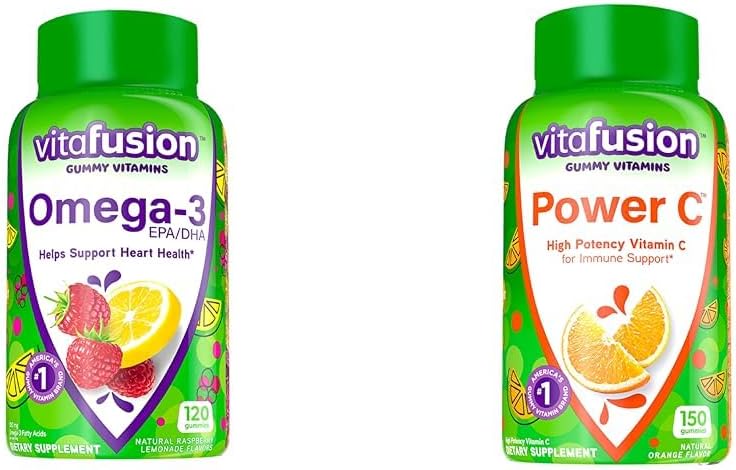 Viafusion Omega-3 Berry Lemonade Heart Health Gummies 120 Greve og Orange Smaget C-vitamin Gummies til immunforsvar 150 Greve