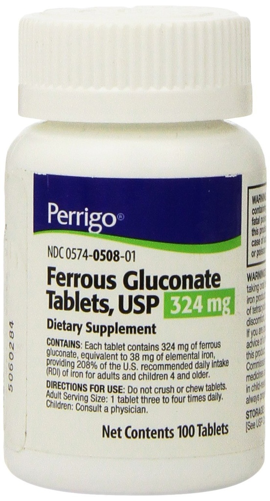 Ferrogluconat Tablets, 324mg, 100 Count