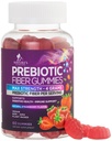 Fiber Gummies for voksne, Daily 4g Gummy Fiber Supplement, Prebiotic Gummy fordøjelsesstøtte - Plant baseret Opløselige Fiber Chews, Prebiotics understøtter regelmæssighed og fordøjelse Non- GMO - 60 Gummies