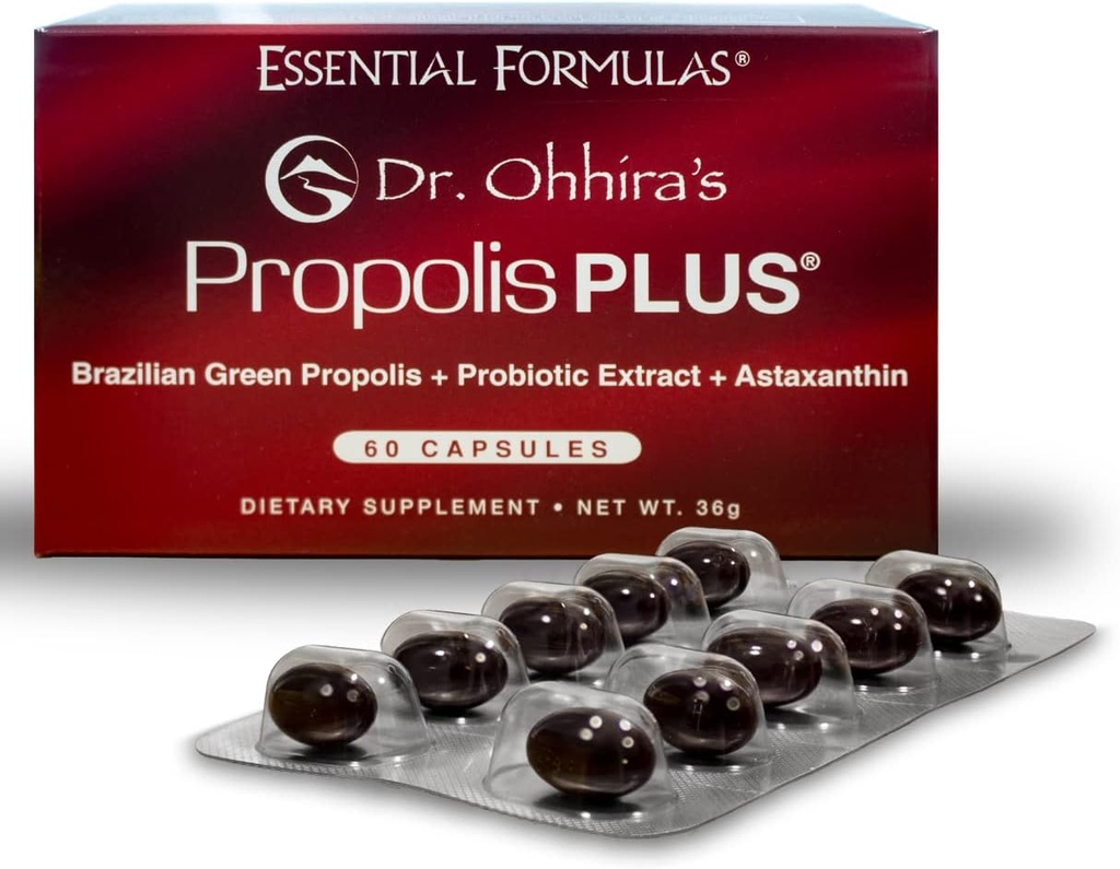 Dr. Ohhiras Propolis Plus 60 kapsler med Brasiliansk Green Propolis, Probiotisk Uddrag og Astaxanthin