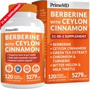 21- in-1 Berberine Supplement med Ceylon Cinnamon - Berberine 1500 mg med krom, Bitter Melon og Green Tea Extract - Berberine 5X til vægtstyring & Metabolisme Support med 5279 mg (120 ct)