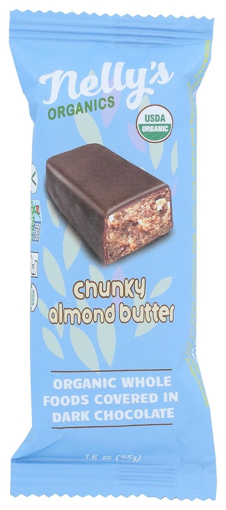 Nellys Organics Organic Dark Chocolate Chunky Mandel Butter Bar, 1.6 Oz