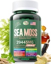 Sea Moss 12000mg Black Seed Oil 6000mg Ashwagandha 3000mg Gurkemeje 1000mg Bladerwrack 2000mg Burdock 3000mg & vitamin C & D3 med Elderberry Manuka Mælelion Gul Dock Jod Chlorophyll ACV