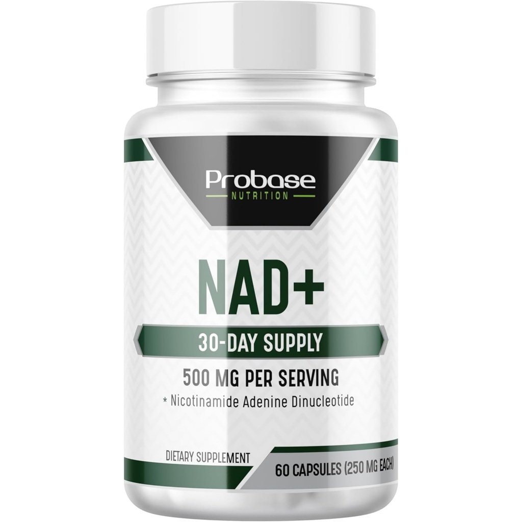 Probase Nutrition NAD Supplement 500mg High Potency 30 Day Supply NAD Maximizer Svarende til Nicotinamid Riboside Vegan Non GMO Tredjeparts testet