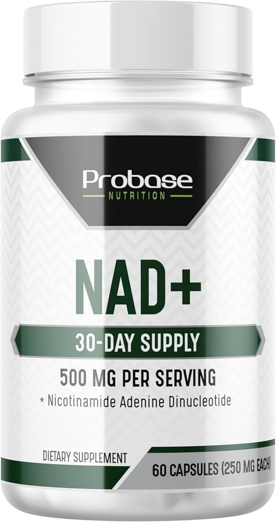 Probase Nutrition NAD Supplement 500mg High Potency 30 Day Supply NAD Maximizer Svarende til Nicotinamid Riboside Vegan Non GMO Tredjeparts testet