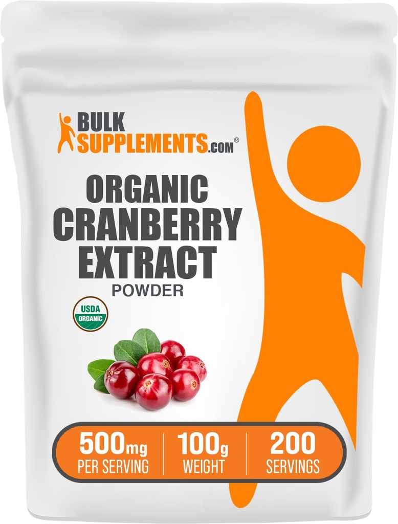 Bulkaddiments.com Organic Cranberry Extract Powder - Organic Cranberry Flavoring Powder, Sourced from Vaccinium Macrocarpon Fruit - Vegan & Gluten Free, 500mg per Serving, 100g (3,5 oz) (Pack of 1)