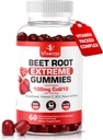 Extreme Beetroot Formel & COQ10 100mg med Grape Seed Extract, for Circulation Energy & Flow, 1500mg Beet Root Gummies Extract Gluten Free 60