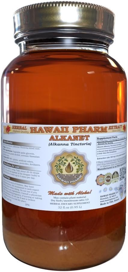 Alkanet Liquid Extract, Alkanet (Alkanna Tinctoria) Root Tincture Herbal Supplement 32 oz Ufiltreret