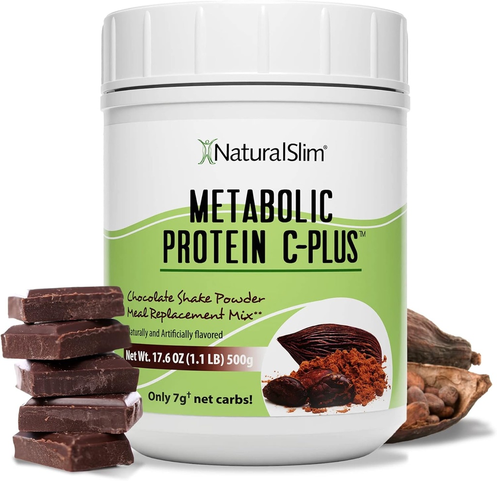 NaturalSlim Protein Powder med vitaminer og mineraler Metaboliske C- Plus - Meal Erstatning Powder Foretrukket med C-vitamin, Zink & Aminosyre - Chokolade Protein Powder 10 Servering 1.1 LB.