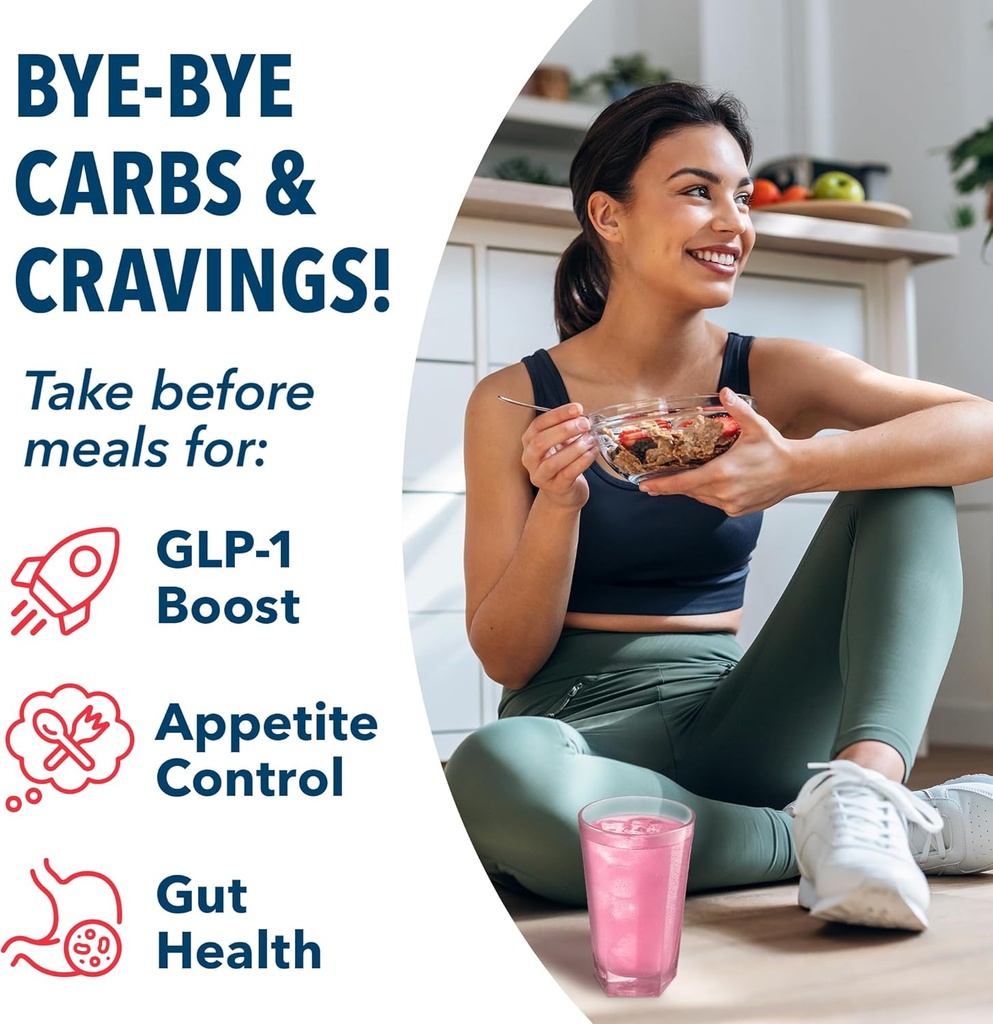 By- Bye Carbs - Carb Blocking Drink Mix - Fight Cravings, Feel Full Længere, & Support fordøjelse Sugar- Free & Keto Friendly - Jordbær Kiwi