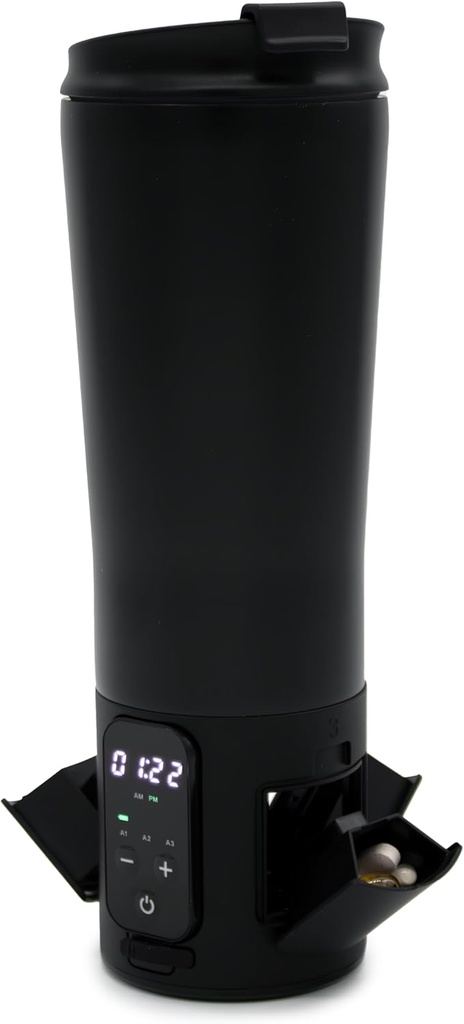 e- Pill Smart 12,5 oz rustfrit stål Tumbler Vandflaske Pill Organizer og medicin Reminder