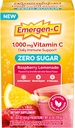 Emergen- C Zero Sugar 1000 mg vitamin C pulver til daglig immunforsvar Koffein Gratis C-vitamin Kosttilskud med zink og mangan, B Vitaminer og elektrolyter, Raspberry Lemonade Flavor - 36 Greve