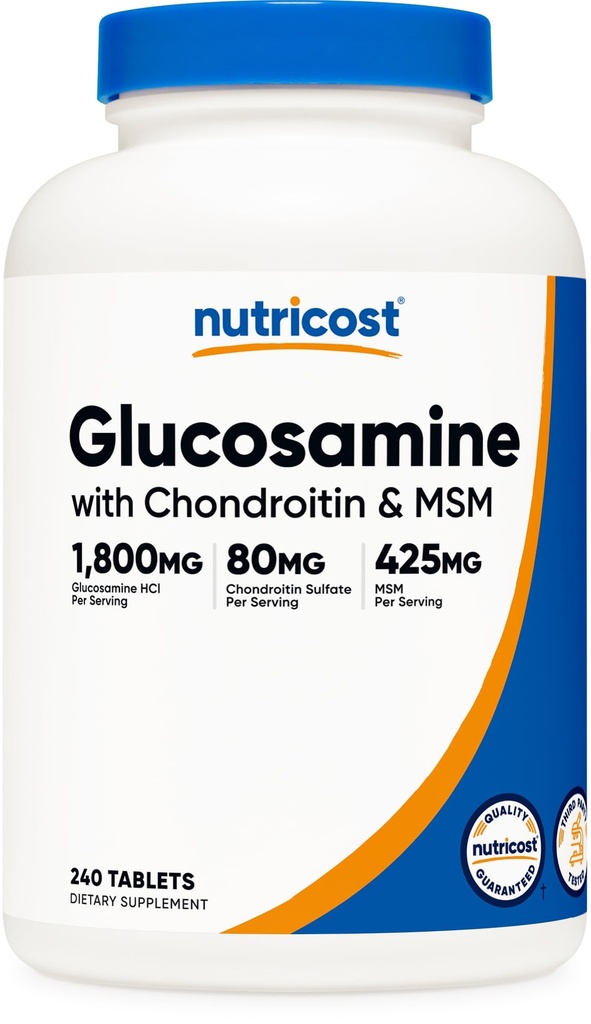 Nutricost Glucosamin 1800mg med Chondroitin & MSM, 240 tabletter, 120 servering - ikke-GMO, Gluten Free
