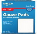 Grundlæggende pleje Gauze Pads, 4x4 inches Sterile Medical Wound Dressing Sponges for Rengøring, Dækning, & Cushioning Cuts & Mindre Skader, 50 Greve (Pack of 1), (Tidligere All Health)