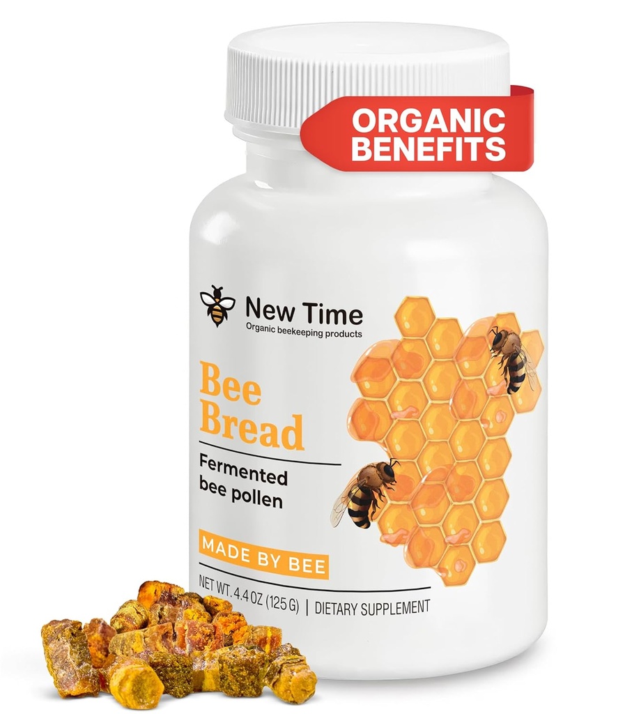 Økologisk Bee Brød - Gæret Bee Pollen 4.4oz (125g) 100% Natural Superfood Granules Multivitamin Supplement for Brystvækst, Probiotika, Vital Proteiner, Aminosyrer immunforsvar & energi Boost