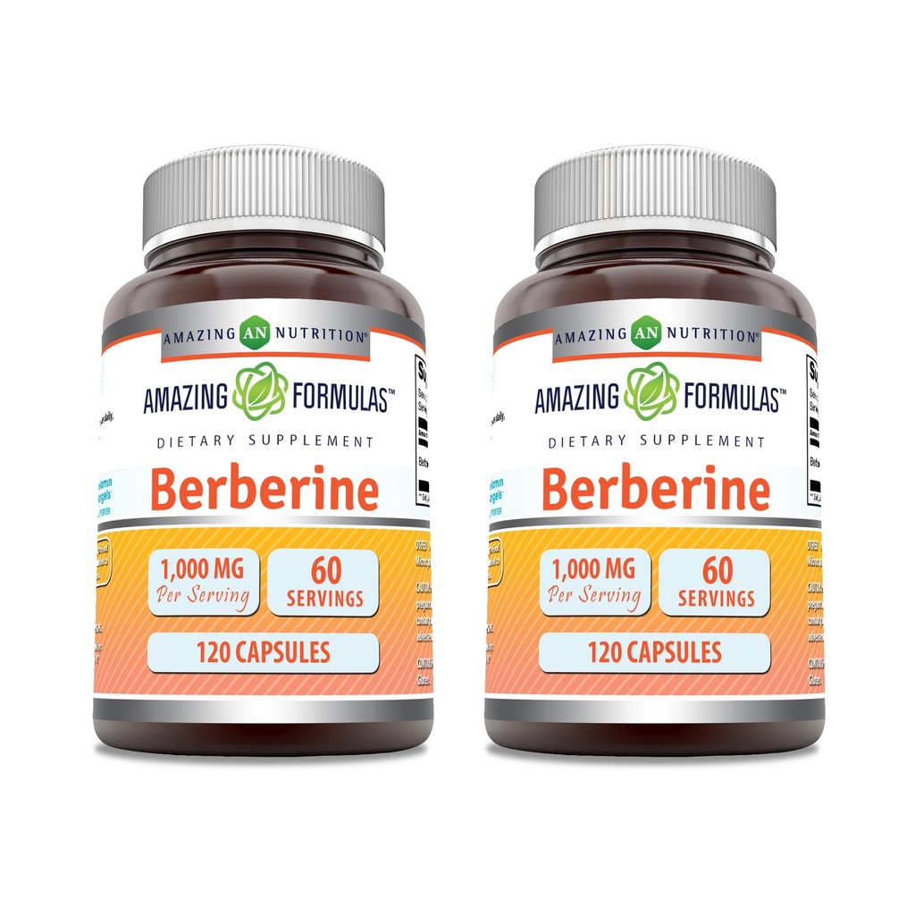 Amazing Formulas Berberine 1000mg Per Serving Kapsler Supplement 124; Ikke GMO 'er