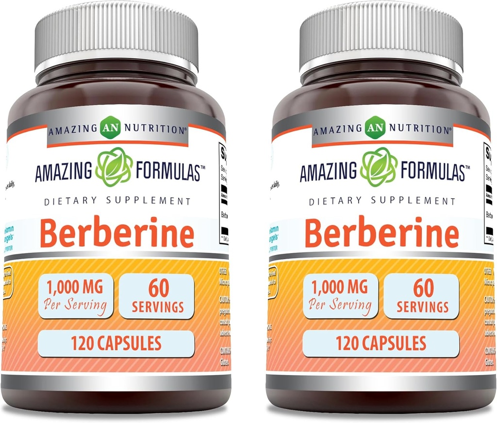 Amazing Formulas Berberine 1000mg Per Serving Kapsler Supplement 124; Ikke GMO 'er