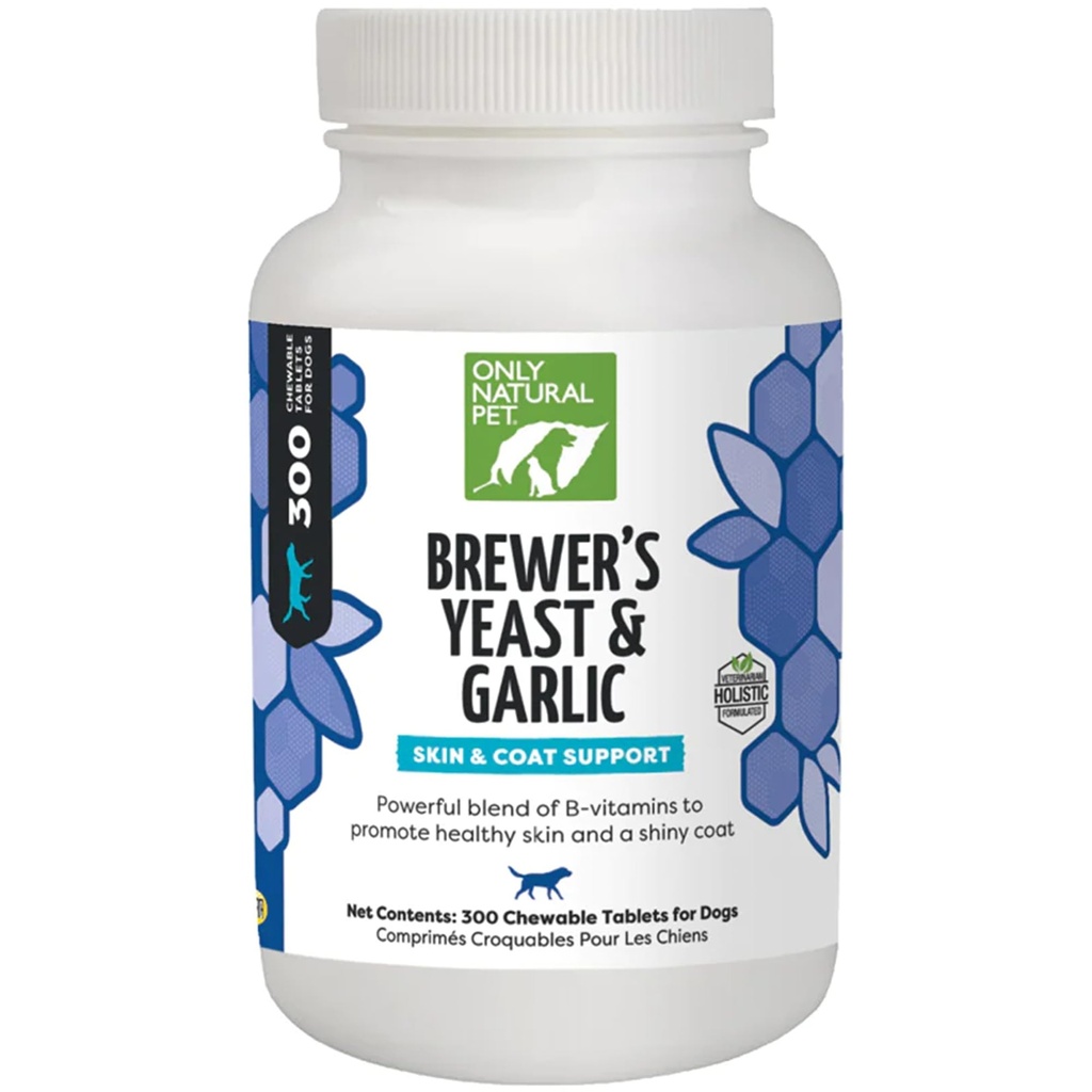 Kun Natural Pet Brewer 's Gær & Hvidløg Chewables - All- Natural Flea & Tick Prevention for Dogs - Forstærket med B Vitamin - fremmer sund hud & Coat - 300 Count Tablet