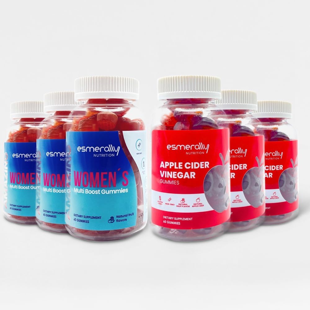 Kvinder Pack x 6 - Multivitamin til kvinder - Apple Cider Vinegar Gummies - 360 Multivitamin Gummies - Vitaminer til kvinder - Natural Fruit Flavor - Gluten Free & Non GMO - Kvinder Multivitamin