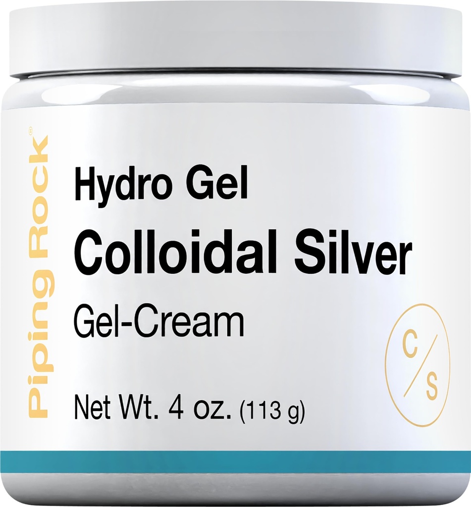 Piping Rock Colloidal Silver Cream Shuttle 124; 4 oz Shuttle 124; for Skin Shuttle 124; Hydro Gel Cream Shuttle 124; Non GMO, Gluten Free