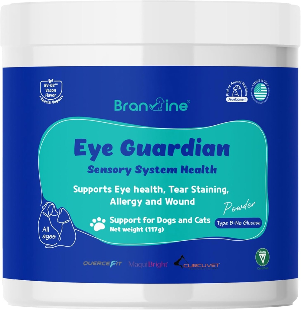 Eye Guardian for Cats and Dogs - Understøtter Eye Health, Tear Staining, Allergi og Sår (117g) med MaquiBright (Over Vægt)
