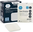 MED PRIDE Steril skum dressinger til sår, Soft Absorbent Non- Adhesive vandtæt medicinsk skum polstring til ulcera, skader (2x2 tommer (pakke med 10))